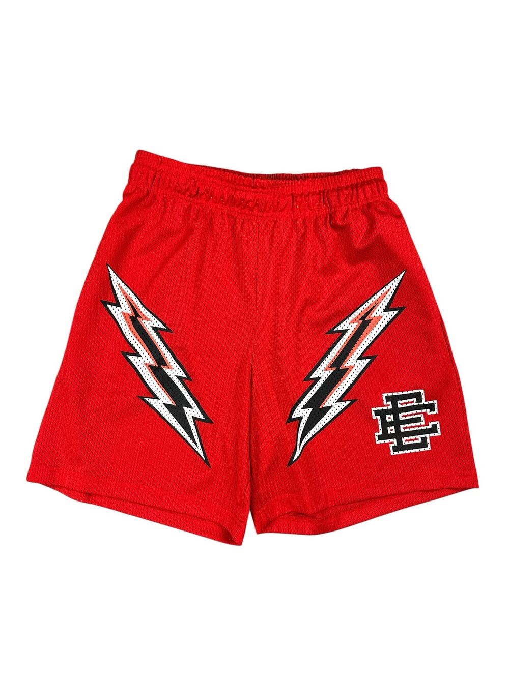 Eric Emanuel Bolt Mesh Gym Shorts Red Black White — Size XL